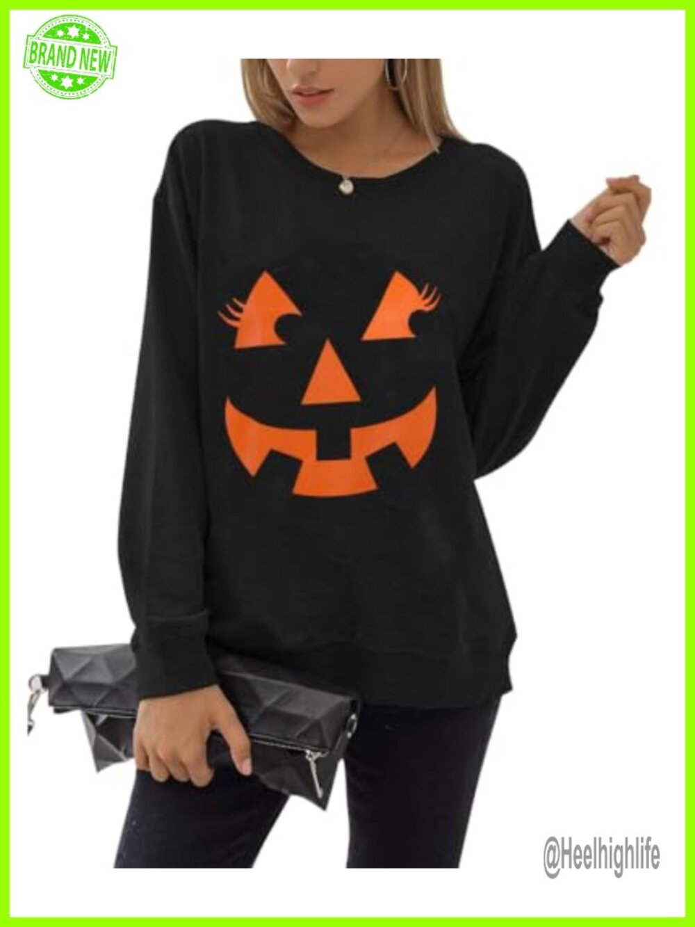 Women Halloween Sweatshirt Pumpkin Face Skeleton Graphic Pullover